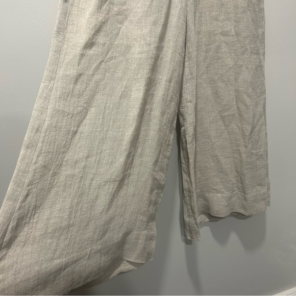 LMF Beige Organic Linen Wide Leg Pants Trousers - Picture 6 of 10